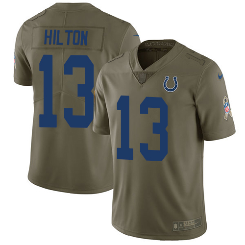 Nike Colts #13 T.Y. Hilton Olive Men's Stitched NFL Limited Salute to Service Jersey - Click Image to Close